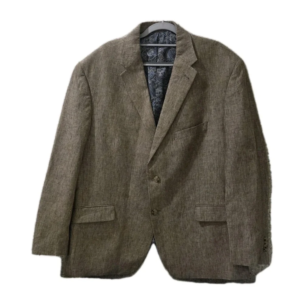 Joseph‎ Abboud Joe 44R Custom Linen Blazer Tan Sport Coat Double Vent 48 Chest